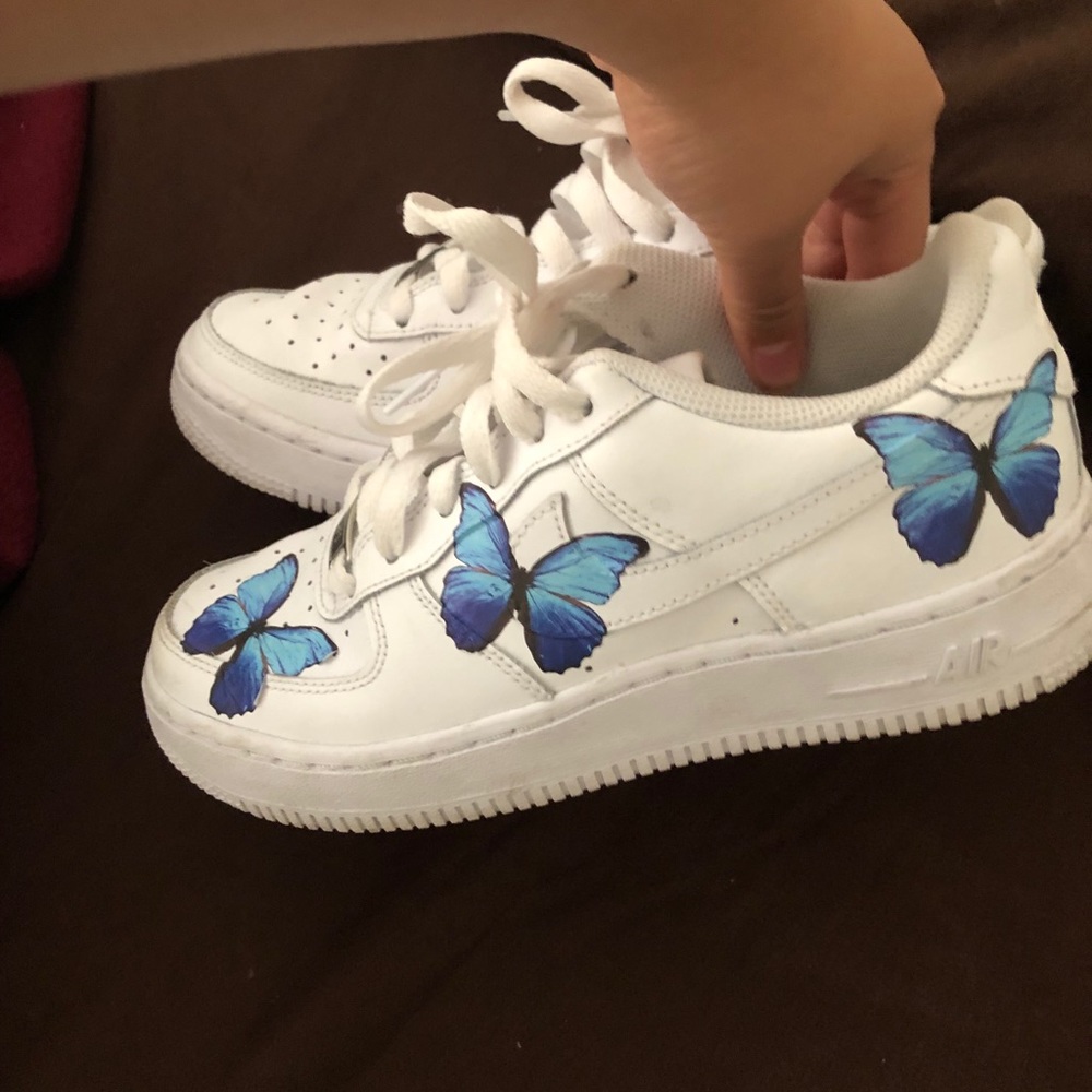 DripCreationz Blue Butterfly Airforce 1s